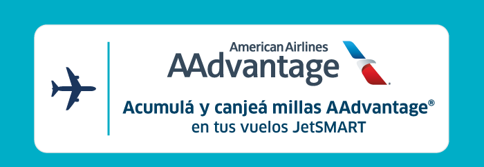 American Airlines AAdvantage banner: earn and redeem AAdvantage miles on JetSMART flights