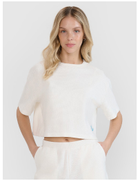 Dámské tričko crop top z vaflové pleteniny - bílé