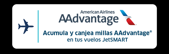 American Airlines AAdvantage logo with text: earn and redeem AAdvantage miles on JetSMART flights