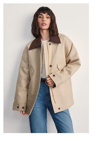 Beżowa kurtka damska oversize
