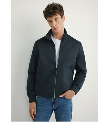 Granatowa przejściowa kurtka męska