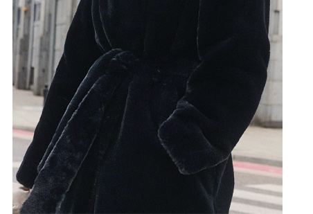 Sztuczne futro damskie z paskiem