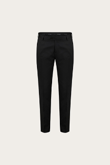 Men's black tailored slim-fit dress trousers on a neutral background