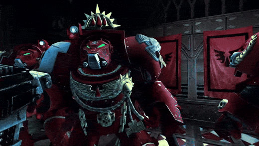 Three-panel game screenshot of heavily armoured red and blue sci-fi space marines battling alien creatures inside a dark industrial ship with explosions and muzzle flashes
