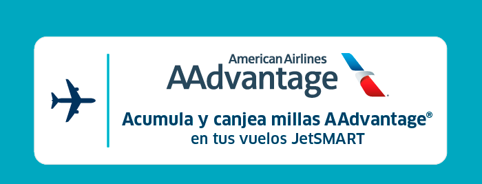 American Airlines AAdvantage logo with text: "Earn and redeem AAdvantage miles on your JetSMART flights"