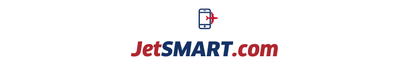 JetSMART.com logo with mobile phone and red aeroplane icon above red and blue company name