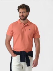 Polo de manga corta en color coral de hombre en rebajas - La Garrocha
