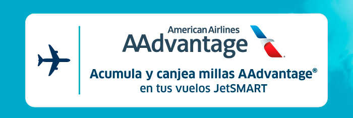 American Airlines AAdvantage logo with note: earn and redeem AAdvantage miles on JetSMART flights