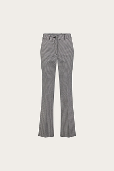 Women's black-and-white checked high-waist flared trousers, tailored long-leg dress pants