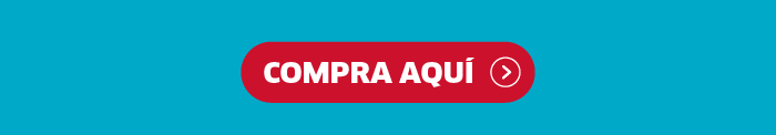 Red rounded 'COMPRA AQUÍ' call-to-action button with white text and arrow on a teal background
