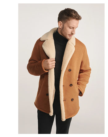 Kożuch męski w kolorze camelu