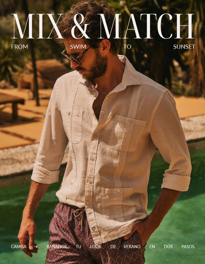 MIX AND MATCH - CAMISA CUBANA + BAÑADOR ETNICO MALVA - LA GARROCHA