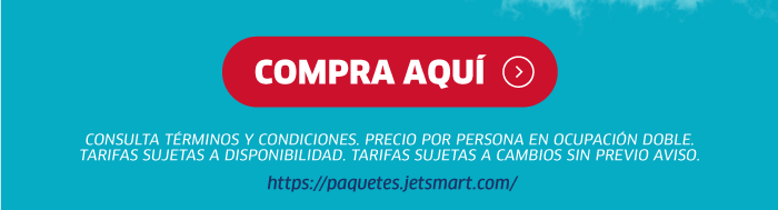 Red 'Compra Aquí' button on turquoise background with small Spanish terms and a jetsmart URL