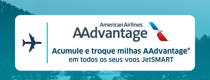 American Airlines AAdvantage logo with text: Earn and redeem AAdvantage miles on all JetSMART flights