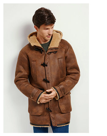 Kożuch męski w kolorze ciemnego brązu