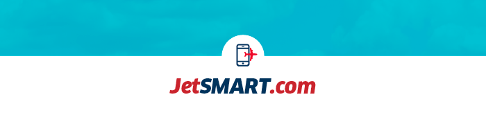 JetSMART.com logo — red and blue text with a circular icon of a smartphone and red aeroplane on a turquoise and white background
