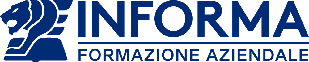 Informa Formazione Aziendale blue logo featuring a stylised lion emblem and the company name in bold type