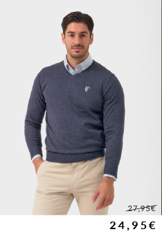 Jersey de pico melange - Marino - La Garrocha