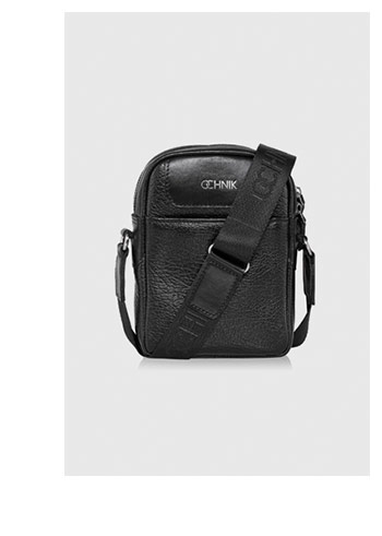 Czarna skórzana saszetka męska z logo