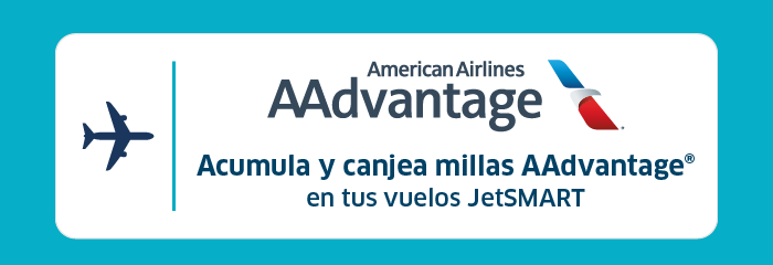 American Airlines AAdvantage logo and text: Earn and redeem AAdvantage miles on JetSMART flights
