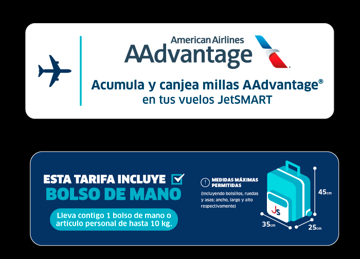 Acumula millas AAdvantage en tus vuelos JetSMART