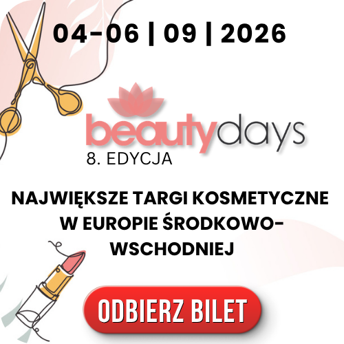 Beauty Days 8th edition poster, 4–6 Sept 2026 — largest cosmetics trade fair in Central‑Eastern Europe; red 'Get ticket' button