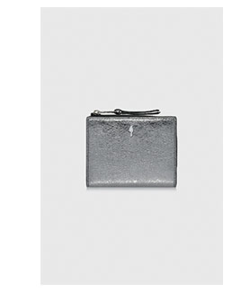 Srebrny sk&oacute;rzany średni portfel damski