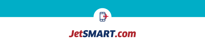 JetSMART.com logo with smartphone booking icon above the brand name on a turquoise and white background