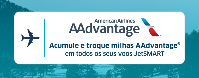 American Airlines AAdvantage logo with text: Earn and redeem AAdvantage miles on all JetSMART flights