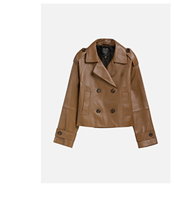 Krótka skórzana kurtka damska oversize w kolorze camelu