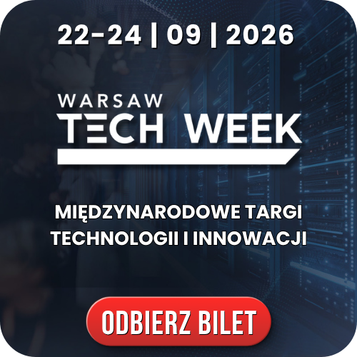 Warsaw Tech Week 22–24 Sep 2026 banner promoting international technology and innovation fair, with a 'Get ticket' call-to-action