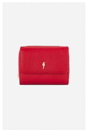 Mały czerwony sk&oacute;rzany portfel damski
