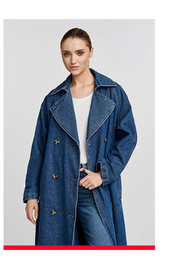Jeansowa kurtka damska oversize w formie płaszcza