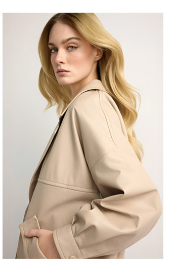 Beżowa sk&oacute;rzana kurtka damska oversize