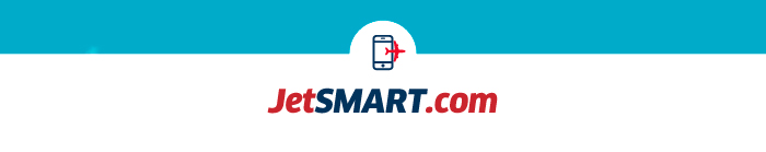 JetSMART.com logo with mobile phone and aeroplane icon on turquoise header