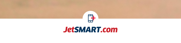 JetSMART.com logo: red and blue text with a circular smartphone and red aeroplane icon on a white background