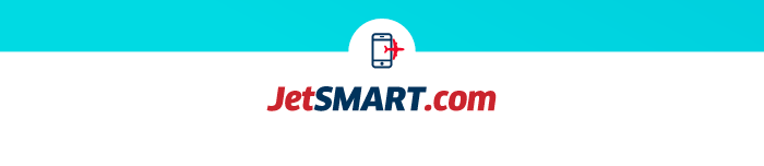 JetSMART.com airline logo with mobile boarding-pass icon above, red and blue stylised text on turquoise banner