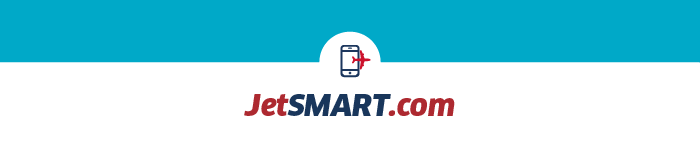 JetSMART.com logo featuring a smartphone with an airplane icon above the company name on a teal and white background