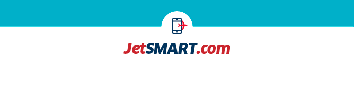JetSMART.com logo with mobile phone and aeroplane icon on teal banner