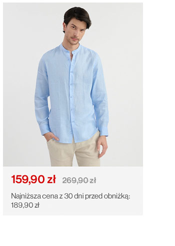 Błękitna lniana koszula męska