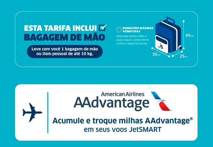 Ganhe milhas AAdvantage em seus voos JetSMART.