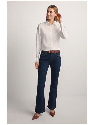 Granatowe jeansy wide leg