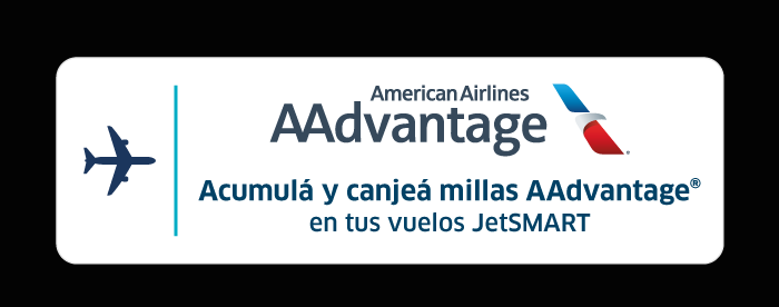 American Airlines AAdvantage logo and Spanish message about earning and redeeming AAdvantage miles on JetSMART flights