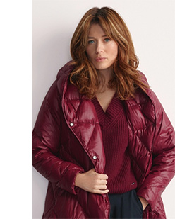 Długa bordowa kurtka zimowa damska