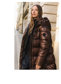 Brązowa długa zimowa kurtka damska