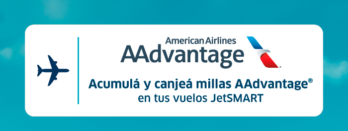 American Airlines AAdvantage logo with text: 'Earn and redeem AAdvantage miles on JetSMART flights'