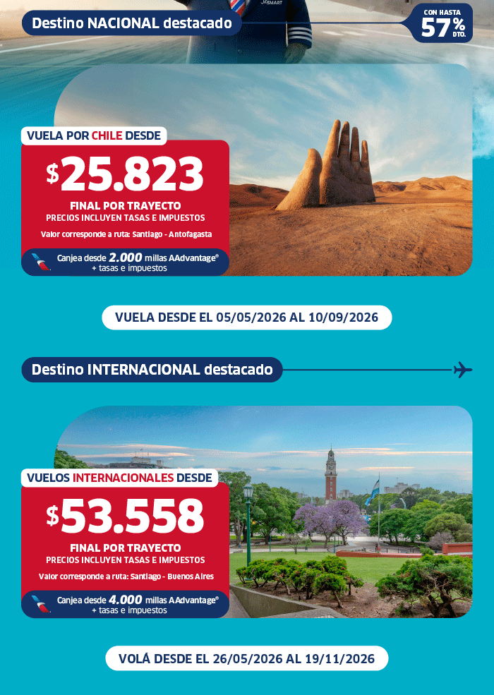 Vuelos nacionales e internacionales en oferta