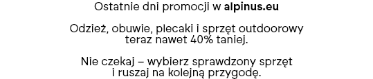 Advertisement: alpinus.eu sale — clothing, footwear, backpacks and outdoor gear up to 40% off; last days to shop