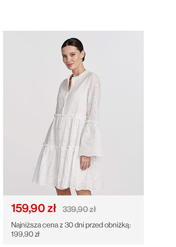 Biała ażurowa sukienka typu baby doll