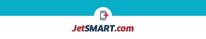 JetSMART.com logo with mobile phone and aeroplane icon on turquoise banner
